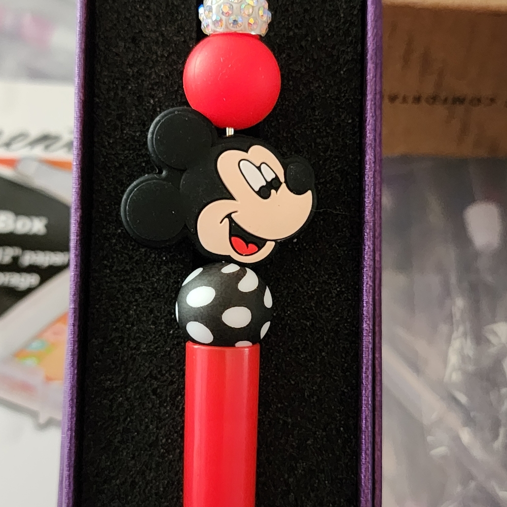Limited Edition Mickey & Minnie Rhinestone Beaded Pen Set- Gift Box Included - Picture 10 of 13
